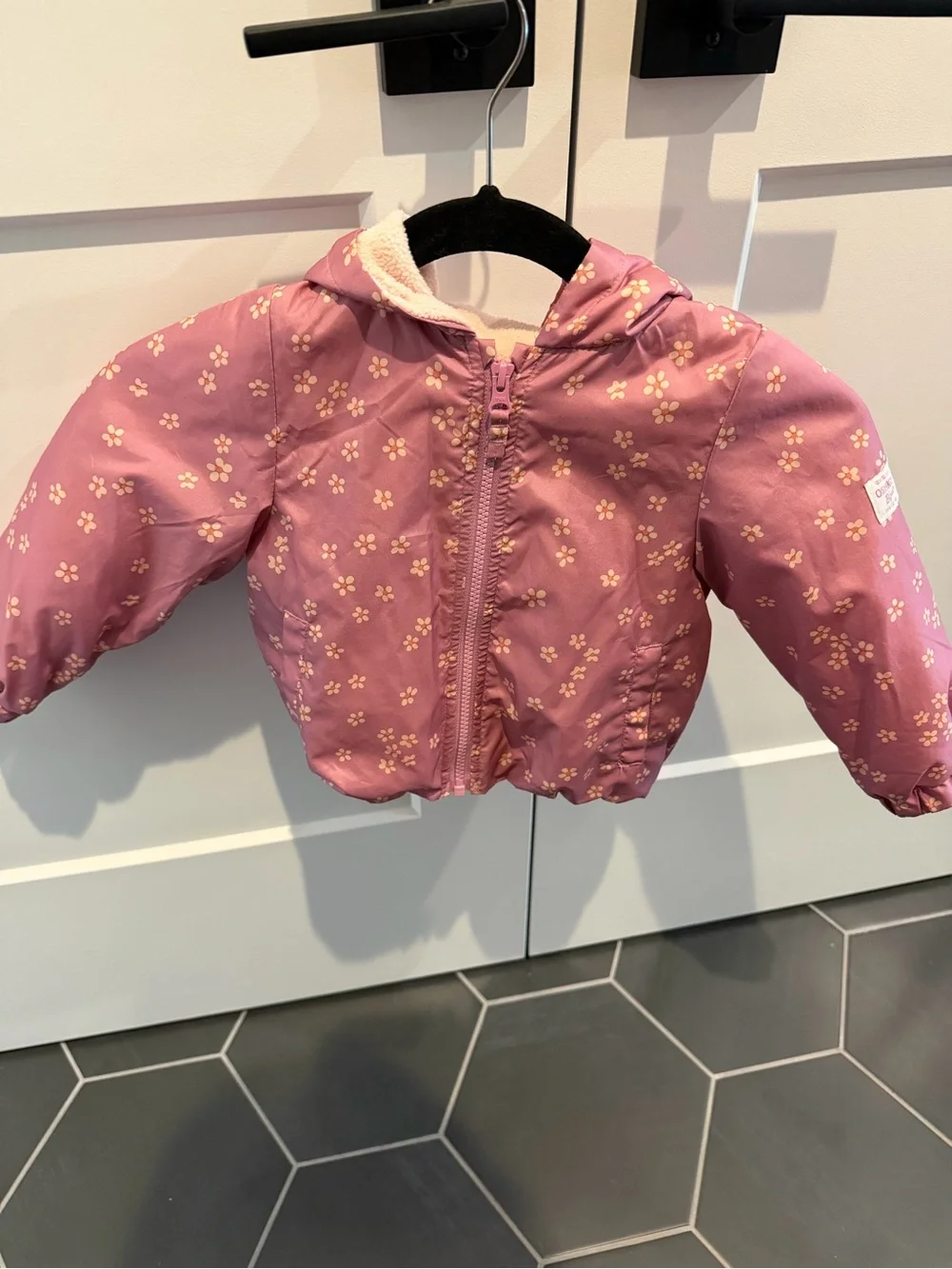 OshKosh B'gosh Pink Floral Hooded Light Fleece Jacket